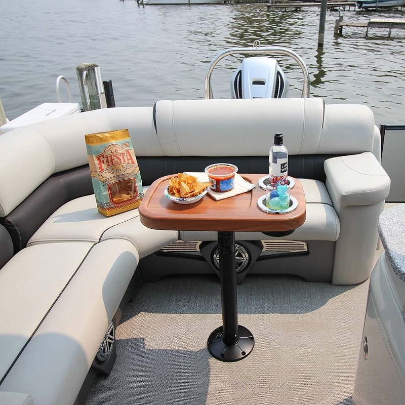 boat wooden table with food